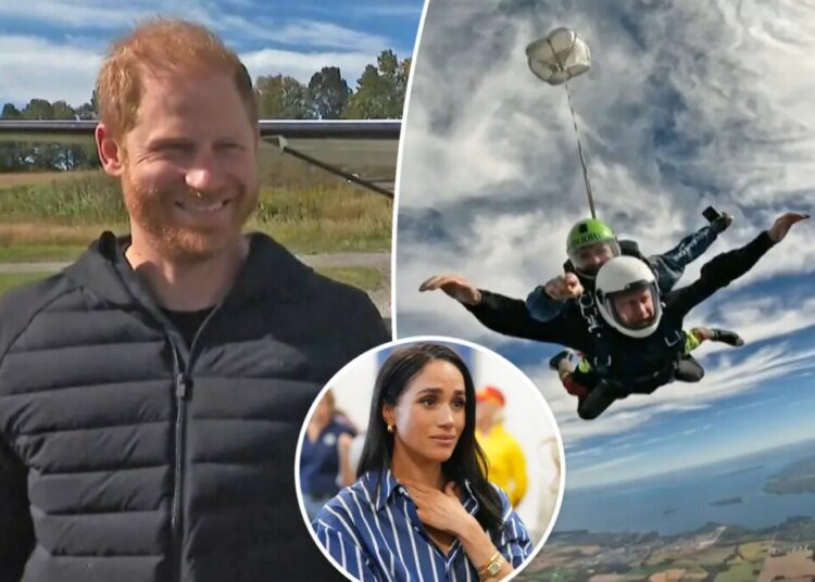 Prince Harry goes skydiving for 102-year-old WWII veteran — leaving Meghan Markle worried