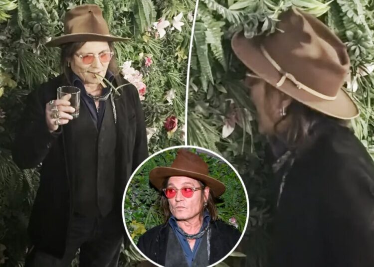 Johnny Depp eats decorative plant at Las Vegas party in bizarre video