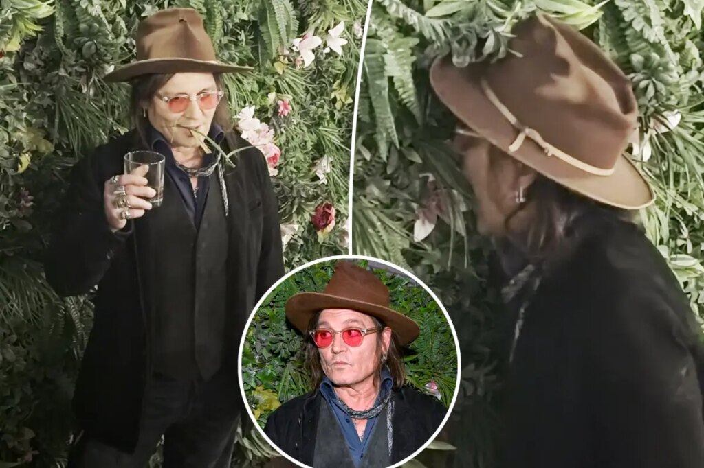 Johnny Depp eats decorative plant at Las Vegas party in bizarre video
