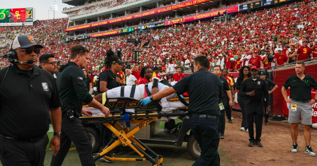 USC suspends Desman Stephens II, apologizes after late hit on Oregon’s Dante Moore
