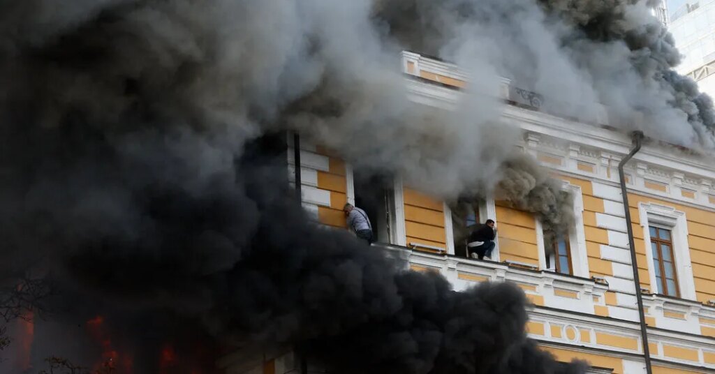 Fire, Smoke and Desperation After a Strike in the Heart of Kyiv