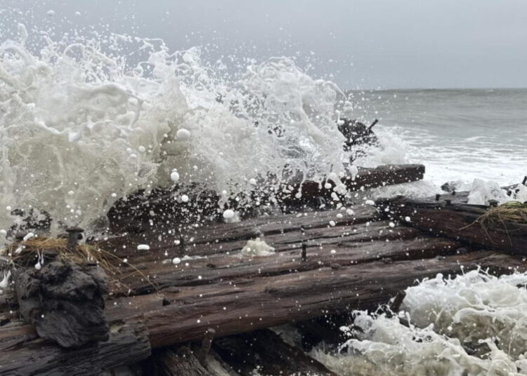 Shipwreck remains exposed by recent Northeast storms
