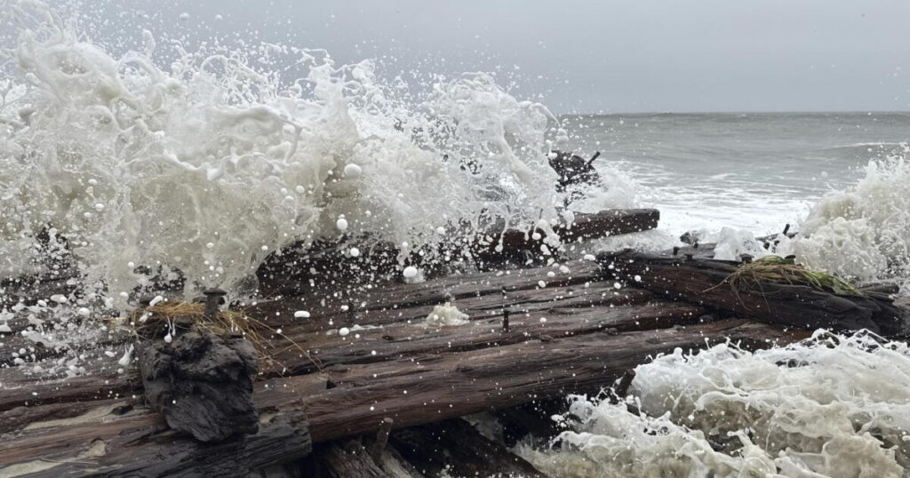 Shipwreck remains exposed by recent Northeast storms