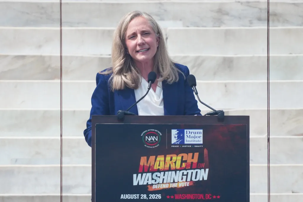 Virginia Gov. Abigail Spanberger speaks during a 