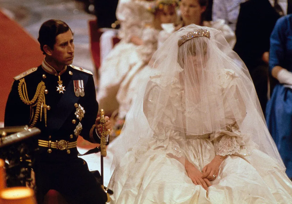 Prince Charles and Princess Diana on their wedding day in London.