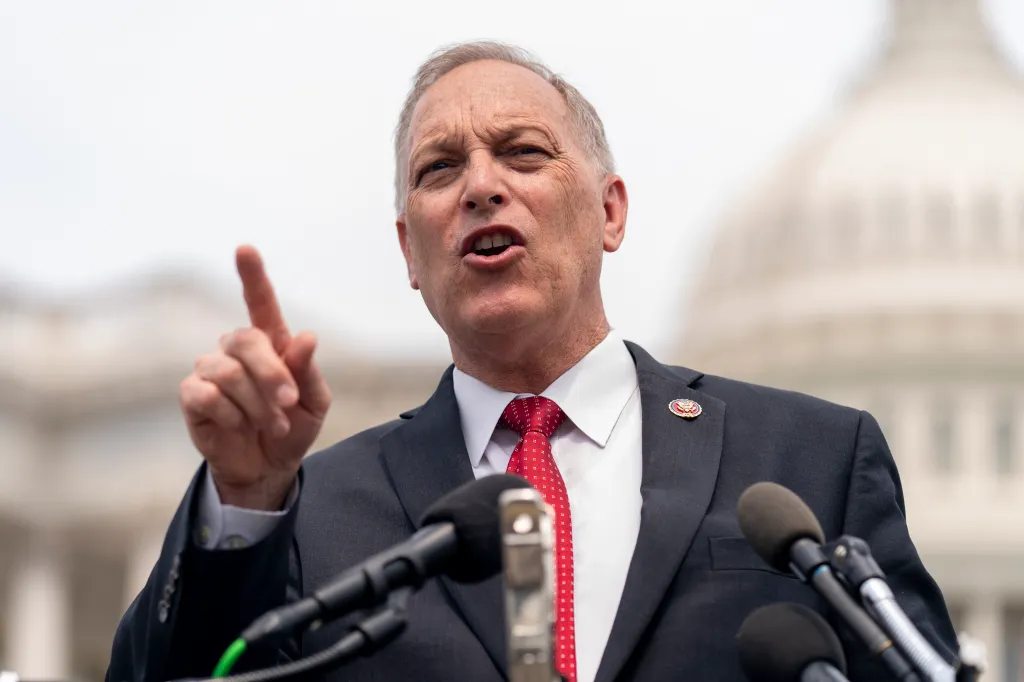 Rep. Andy Biggs speaks at a news conference on Capitol Hill in Washington on Thursday, July 29, 2021. 