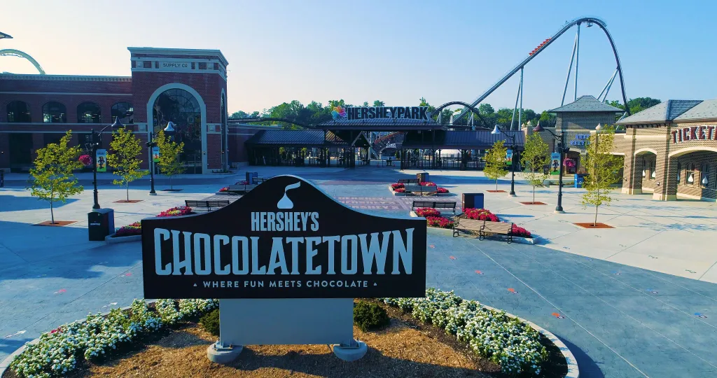 A large sign reading