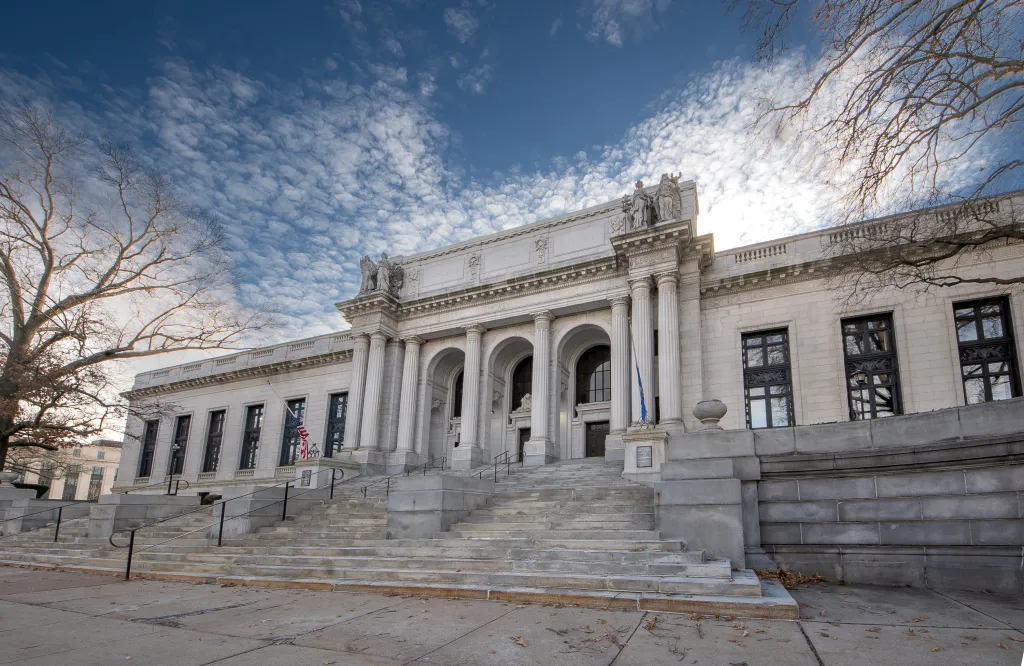 The Italian Renaissance-styled Connecticut State Library and Supreme Court Building in Hartford, Connecticut.