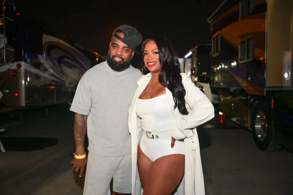 Todd Tucker and Kandi Burruss backstage at the Jazz in the Gardens Music Festival.