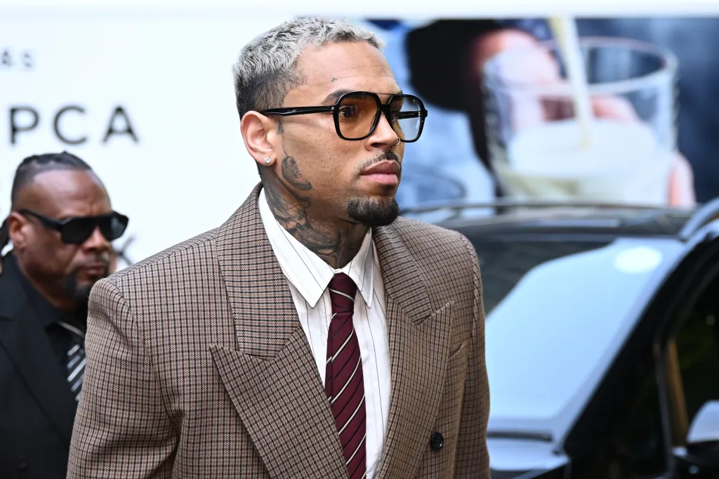 R&B singer Chris Brown arriving at Southwark Crown Court in London.