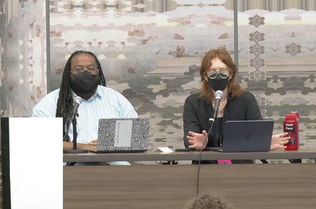 Da'Shaun L. Harrison speaking at the DSA-backed Socialism 2026 conference.