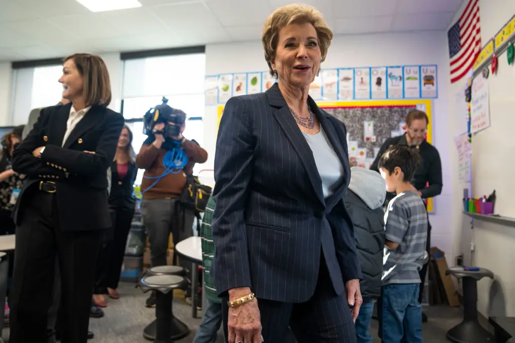 U.S. Secretary of Education Linda McMahon at Broadway Elementary School.