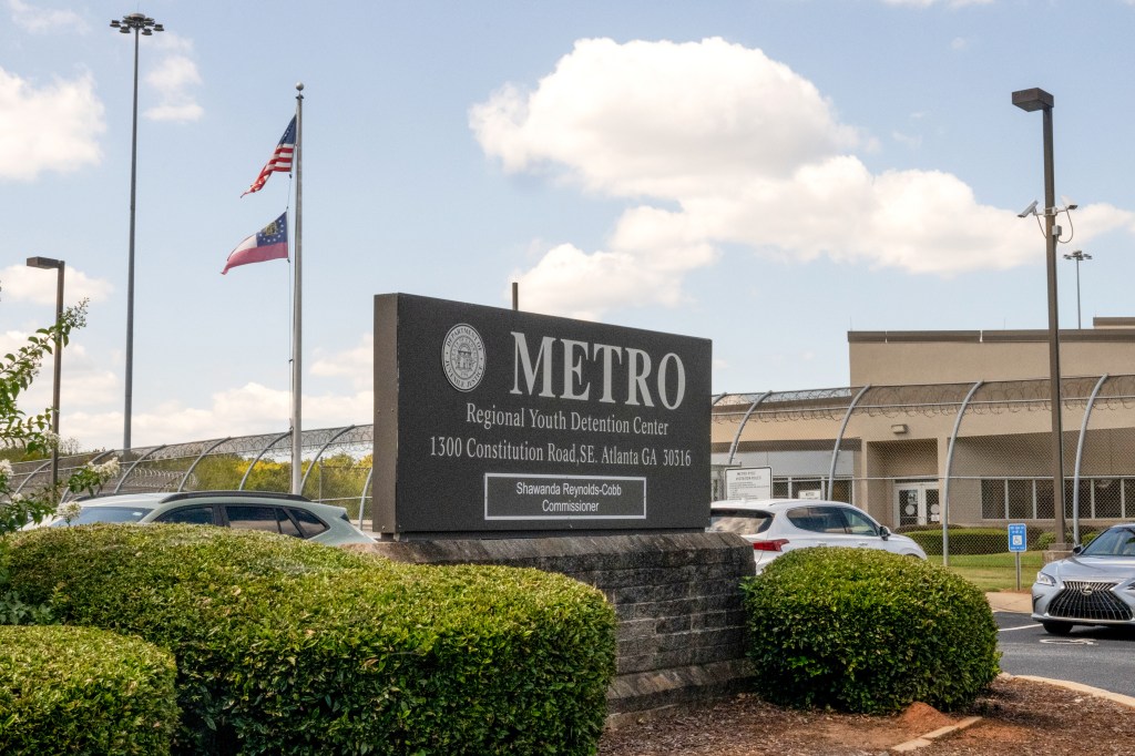 The Metro Regional Youth Detention Center sign in Atlanta, Georgia.