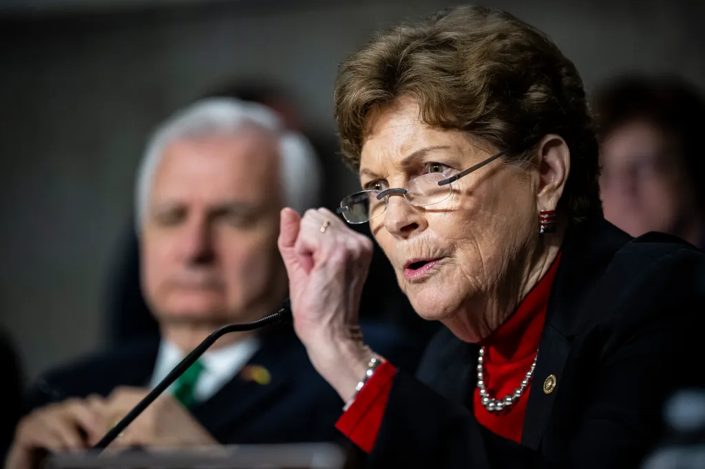 Sen. Jeanne Shaheen speaking at a Senate Armed Services Committee hearing.