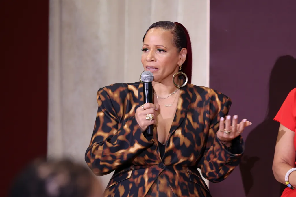 Nikole Hannah-Jones speaking on stage at the 2026 ESSENCE Festival of Culture.