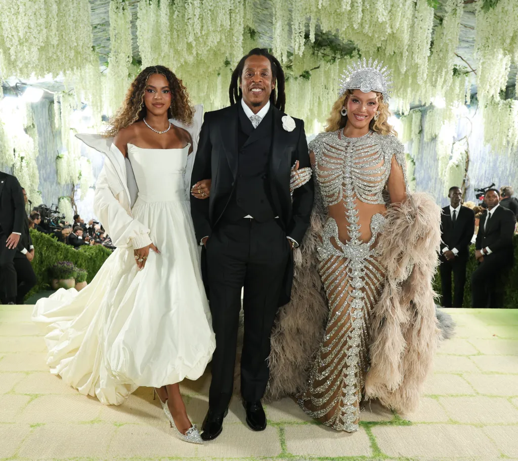 Blue Ivy Carter, Jay-Z, and Beyoncé pose together at the 2026 Met Gala.