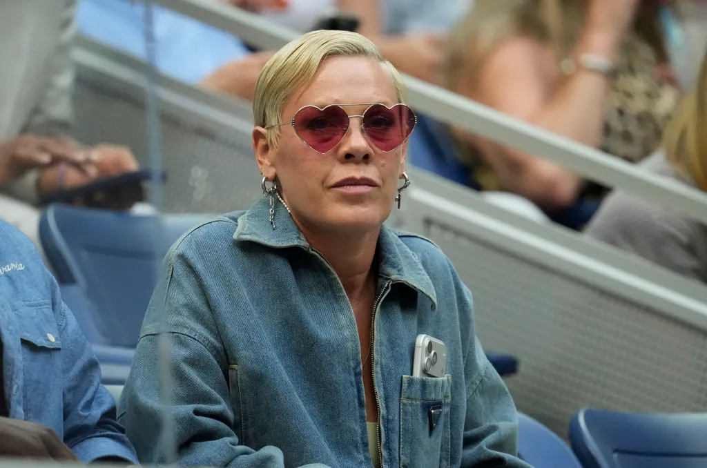 Singer Pink in the stands during the women's singles final match.