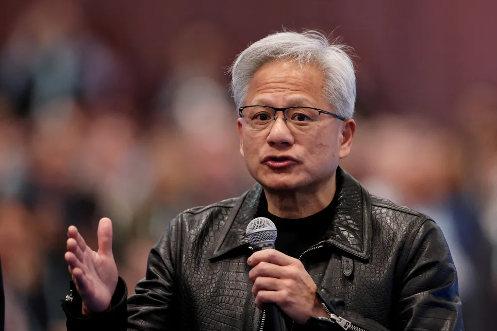 Nvidia CEO Jensen Huang speaking at the Dreamforce 2026 summit.