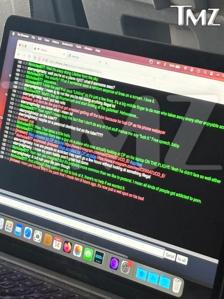 A laptop screen displaying a chat conversation on 