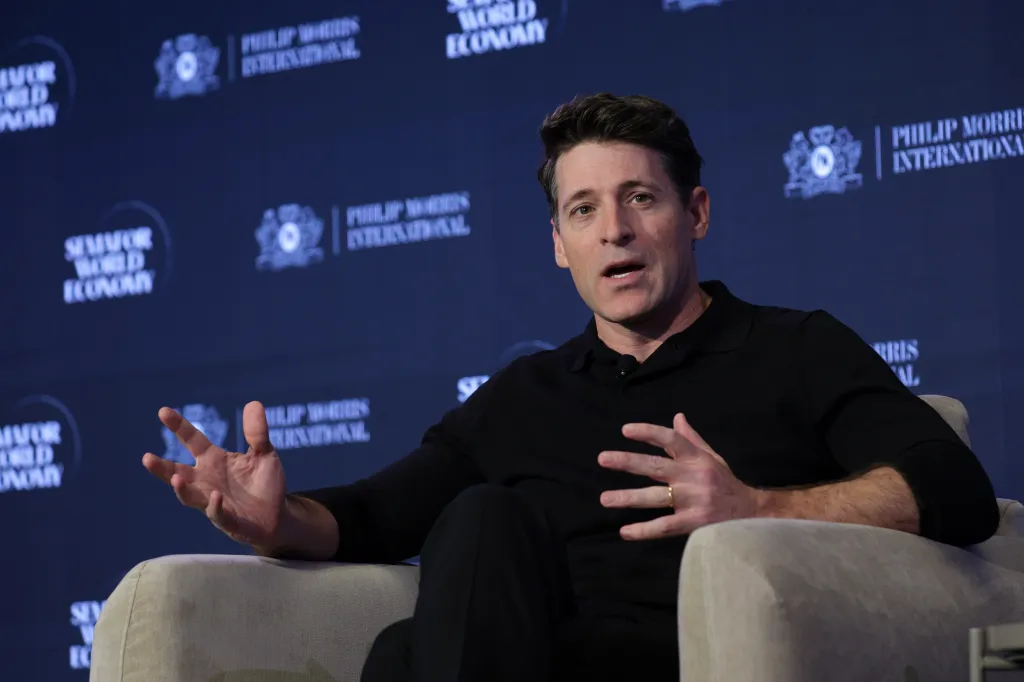 CBS Evening News anchor Tony Dokoupil speaks at the Semafor World Economy 2026 summit.