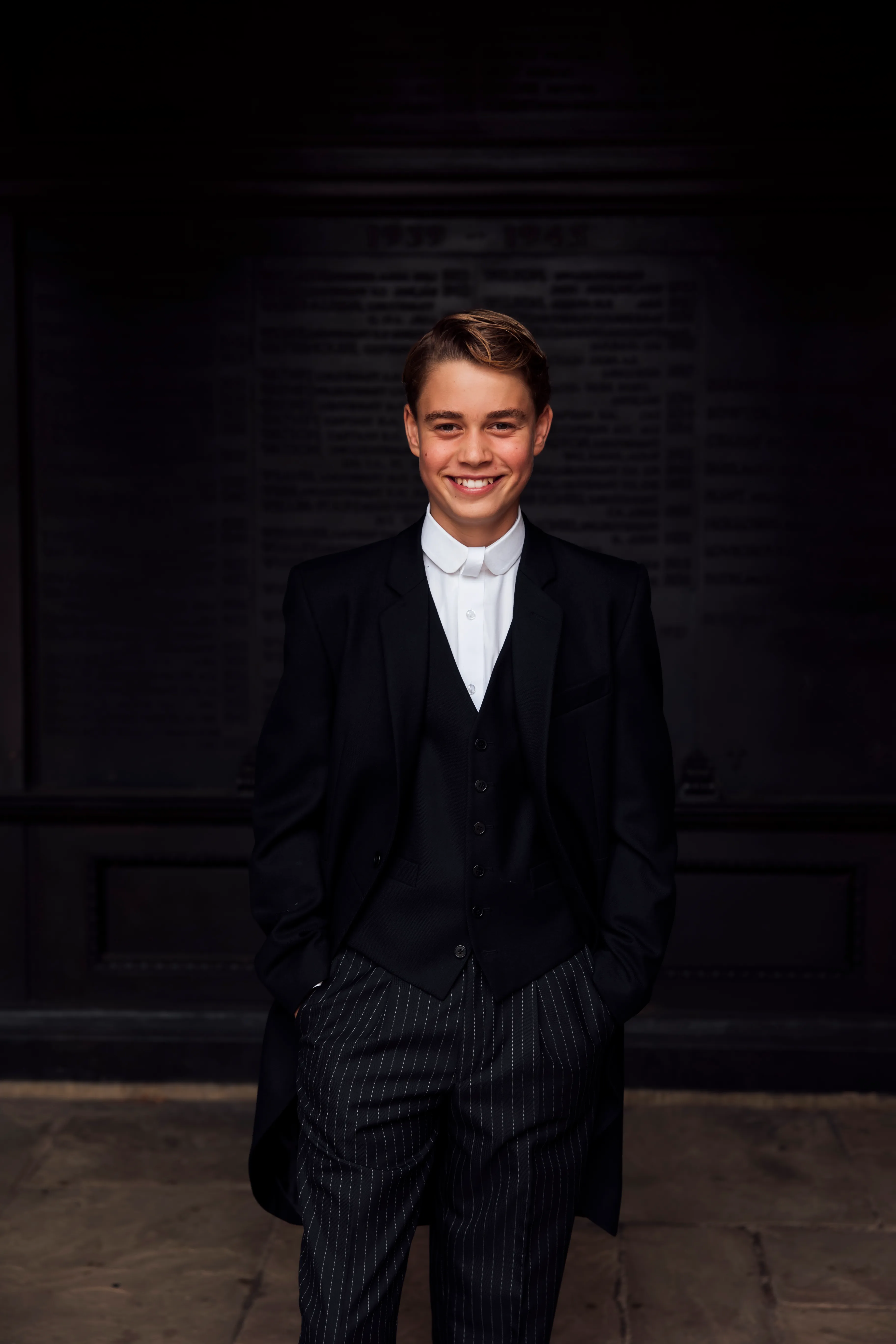 Prince George smiling on his first day at Eton College.
