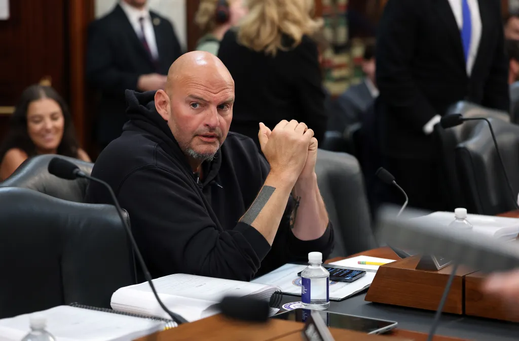 John Fetterman attends a Senate Agriculture Committee meeting.