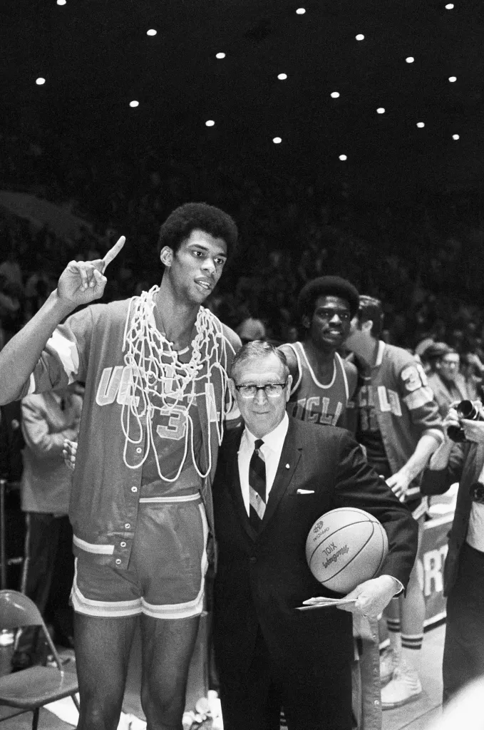 Lew Alcindor and UCLA coach John Wooden after the 1969 NCAA Finals.