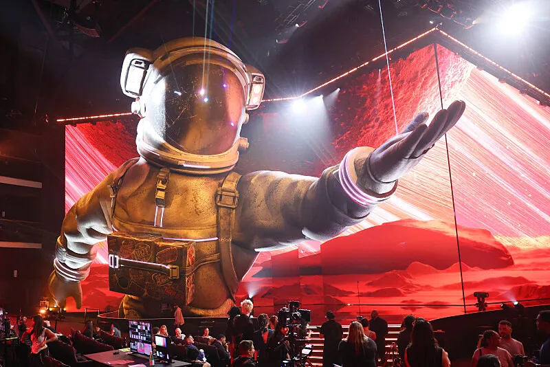 Large astronaut statue at the MTV Video Music Awards.