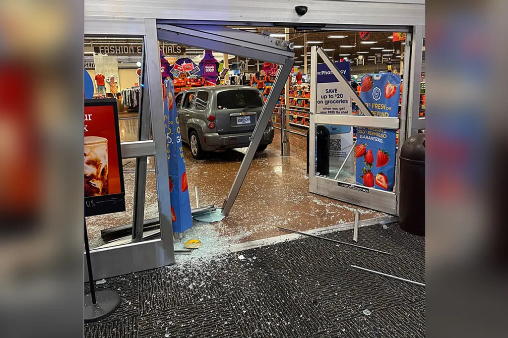 The crash reportedly caused extensive damage to the store.