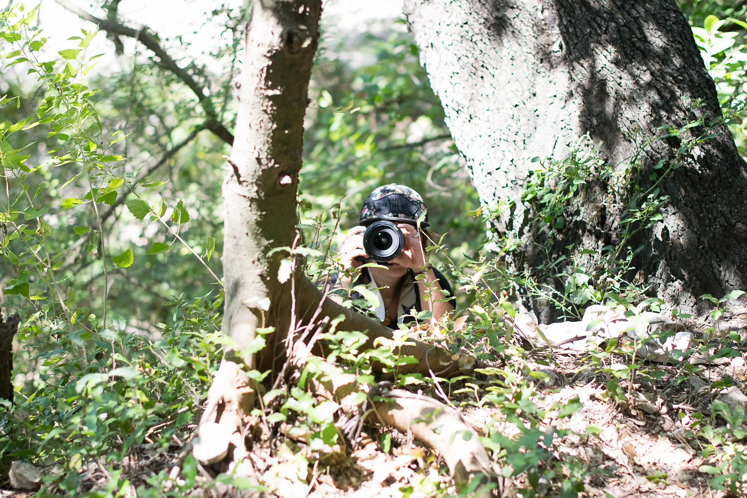 Author with a camera in the woods