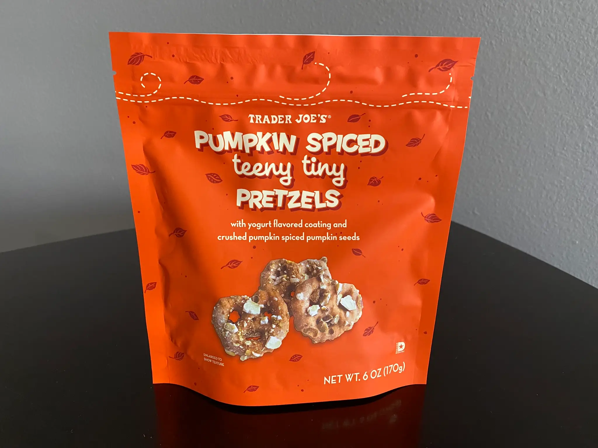 Trader Joe's pumpkin spiced. teeny pretzels in bag