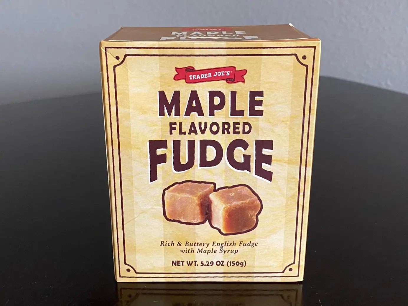 Maple-flavored fudge box from trader joe's