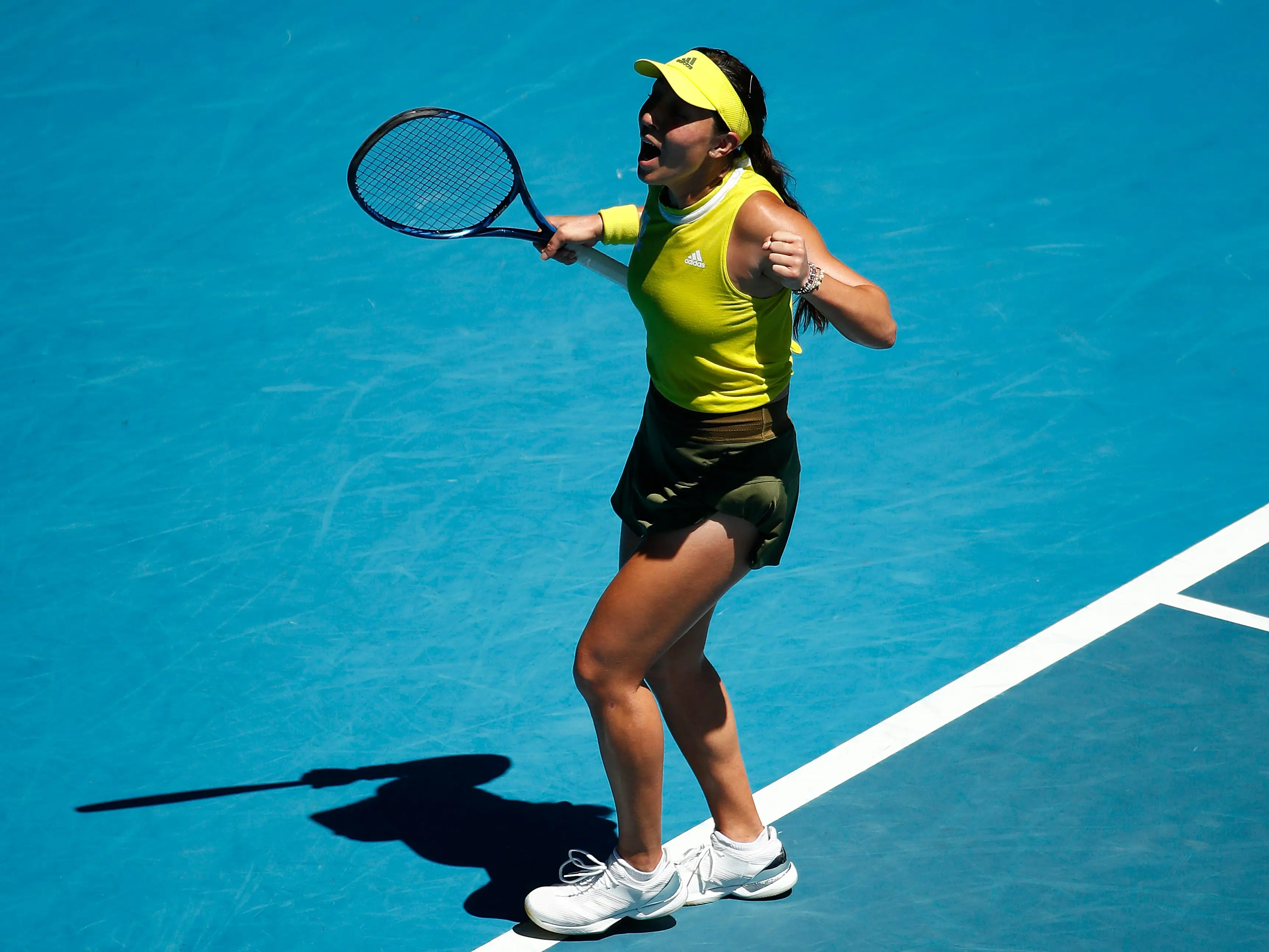 Jessica Pegula celebrated after winning match point during the 2021 Australian Open.