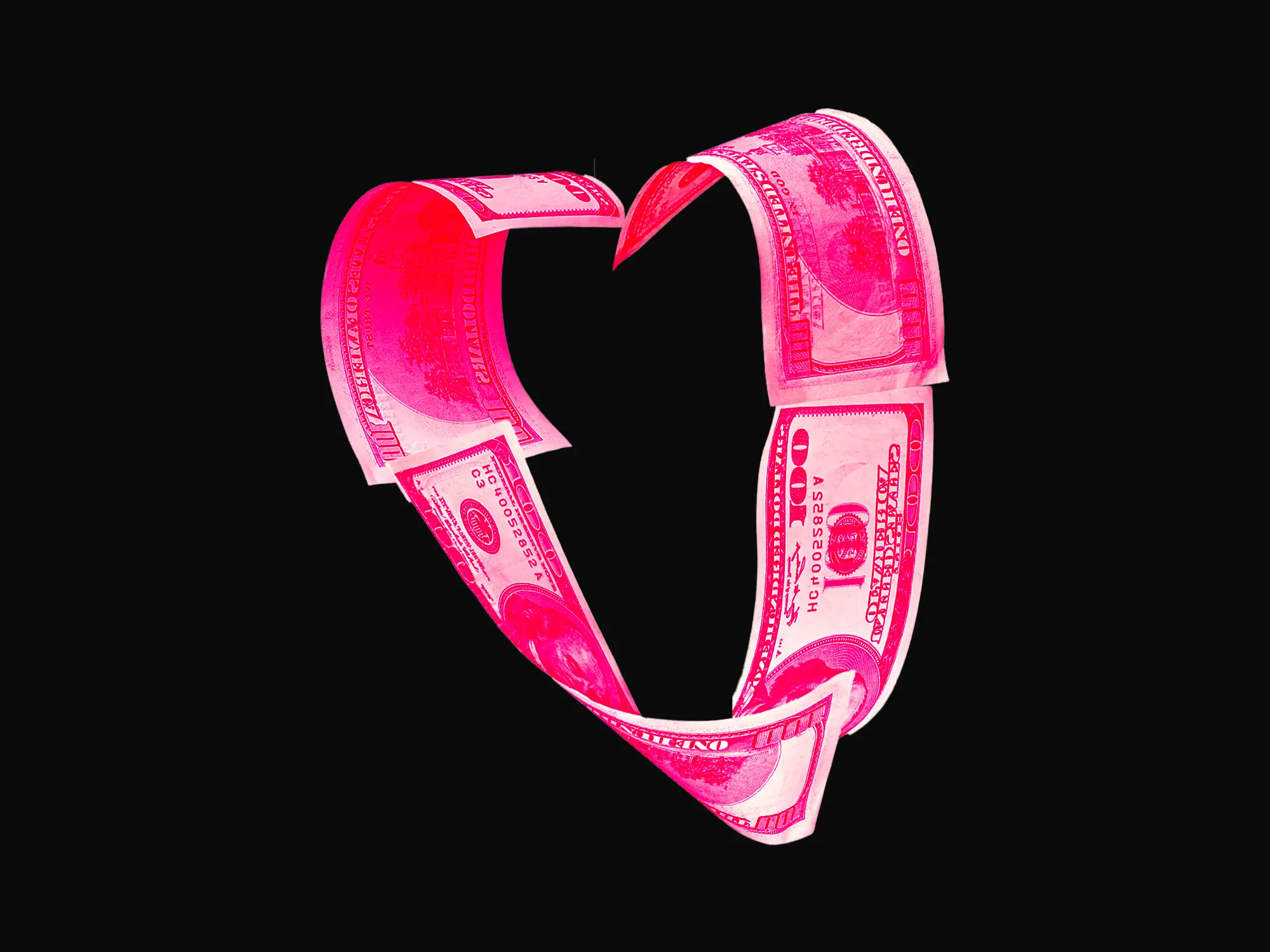 Money in the shape of a heart
