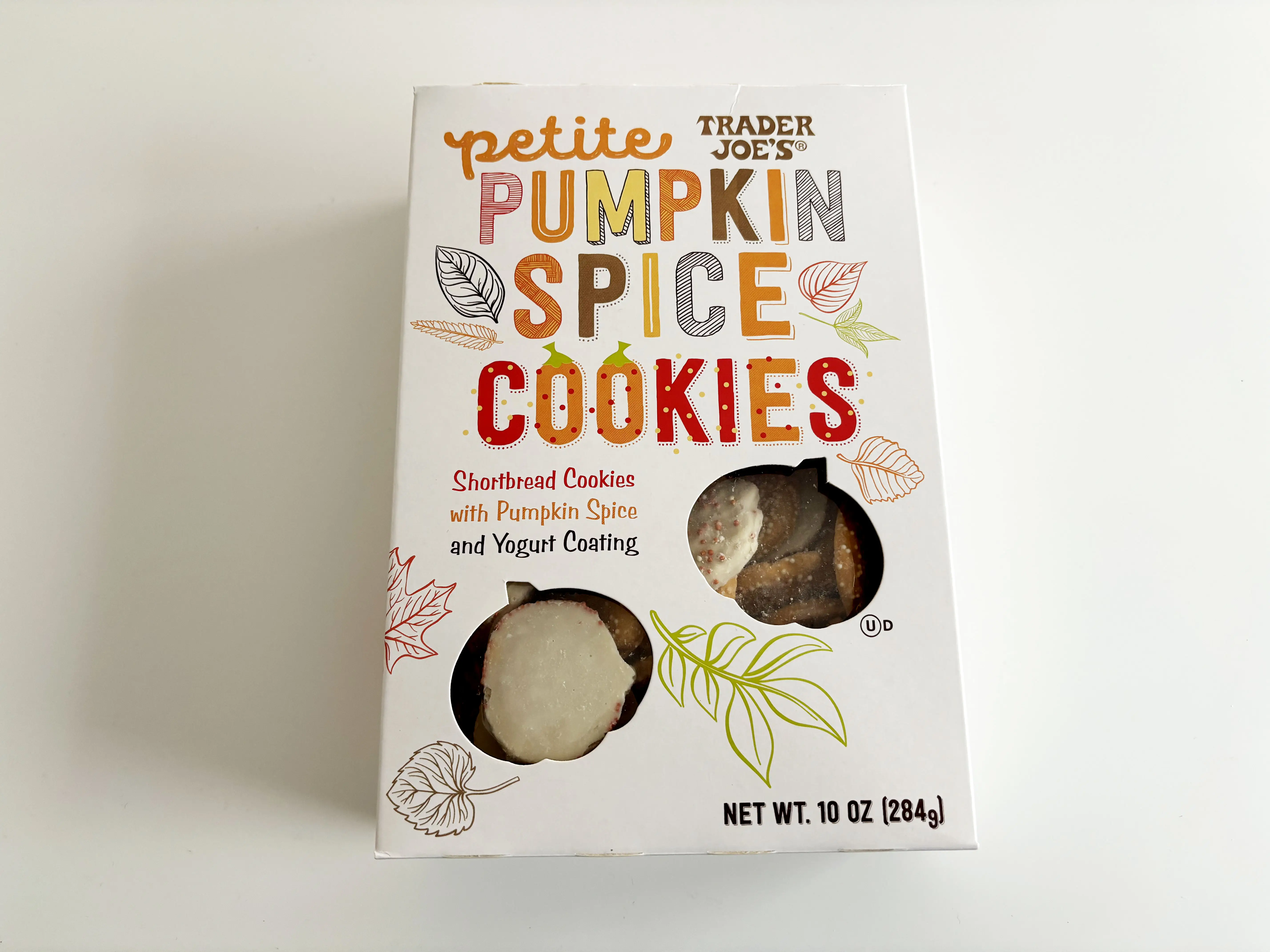 A box of Trader Joe's petite pumpkin-spice cookies.