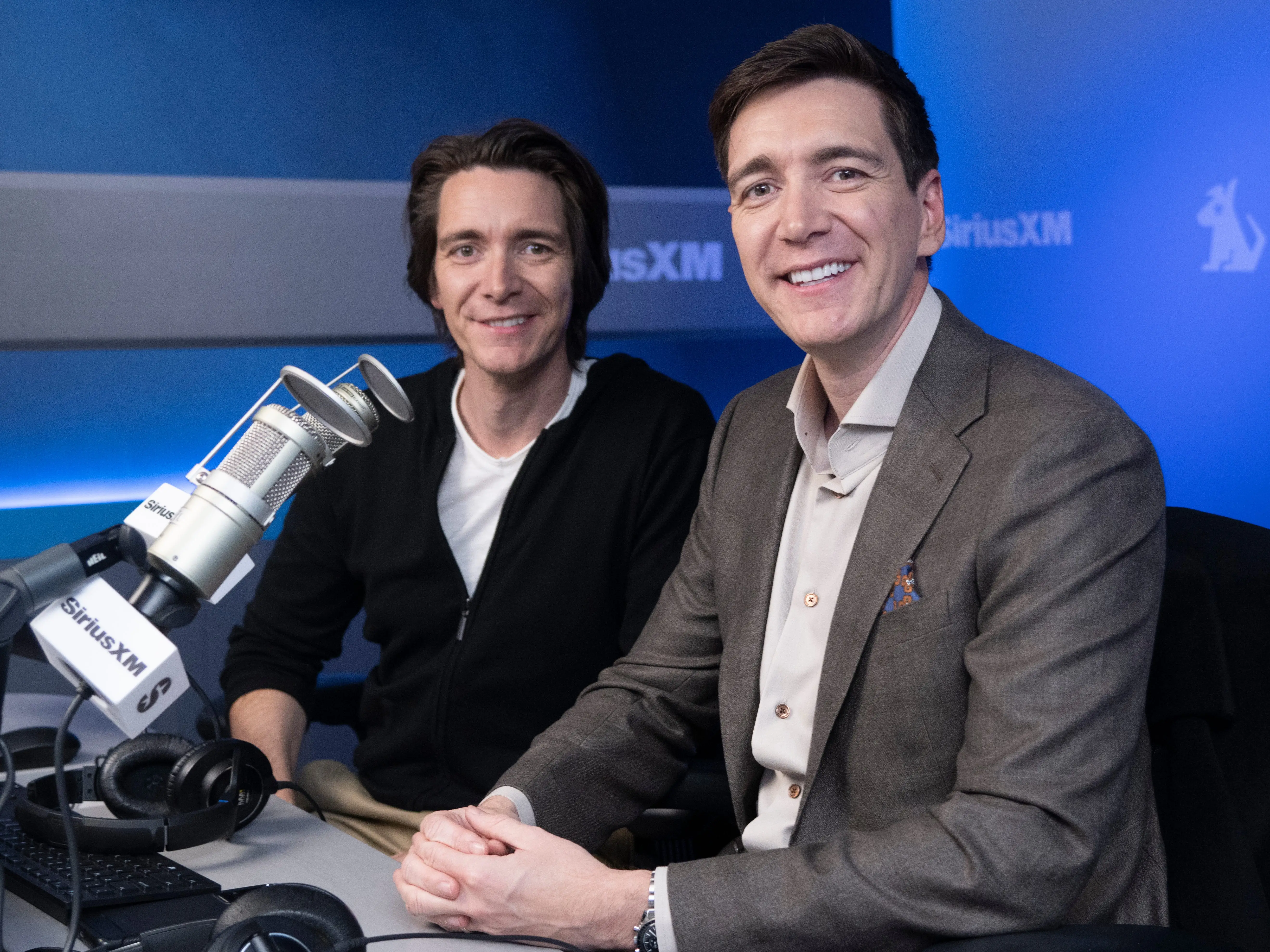 Oliver Phelps and James Phelps visit the SiriusXM Studios on November 13, 2024 in New York City.