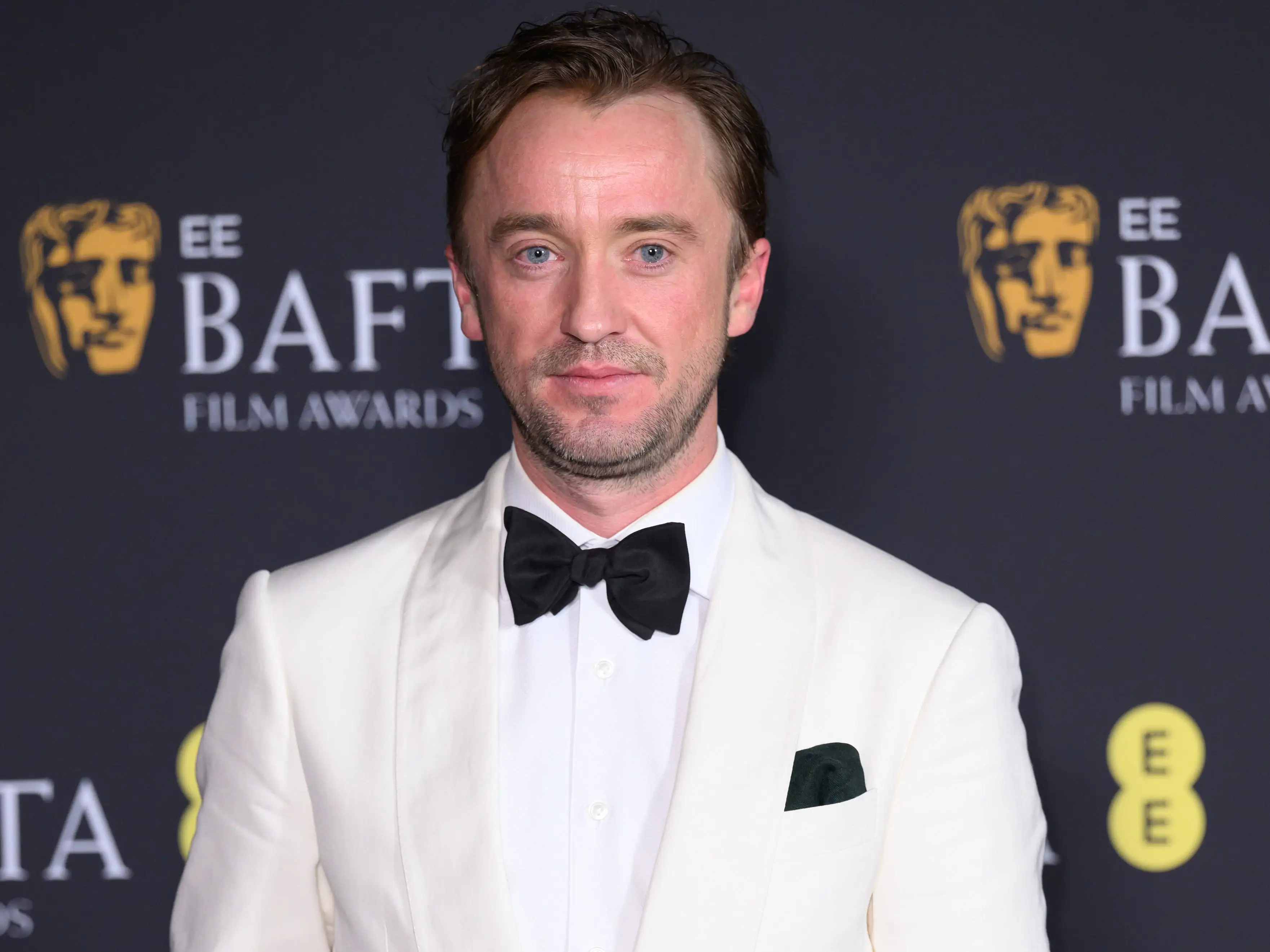 Tom Felton poses in the winners room during the 2025 EE BAFTA Film Awards at The Royal Festival Hall on February 16, 2025 in London, England.