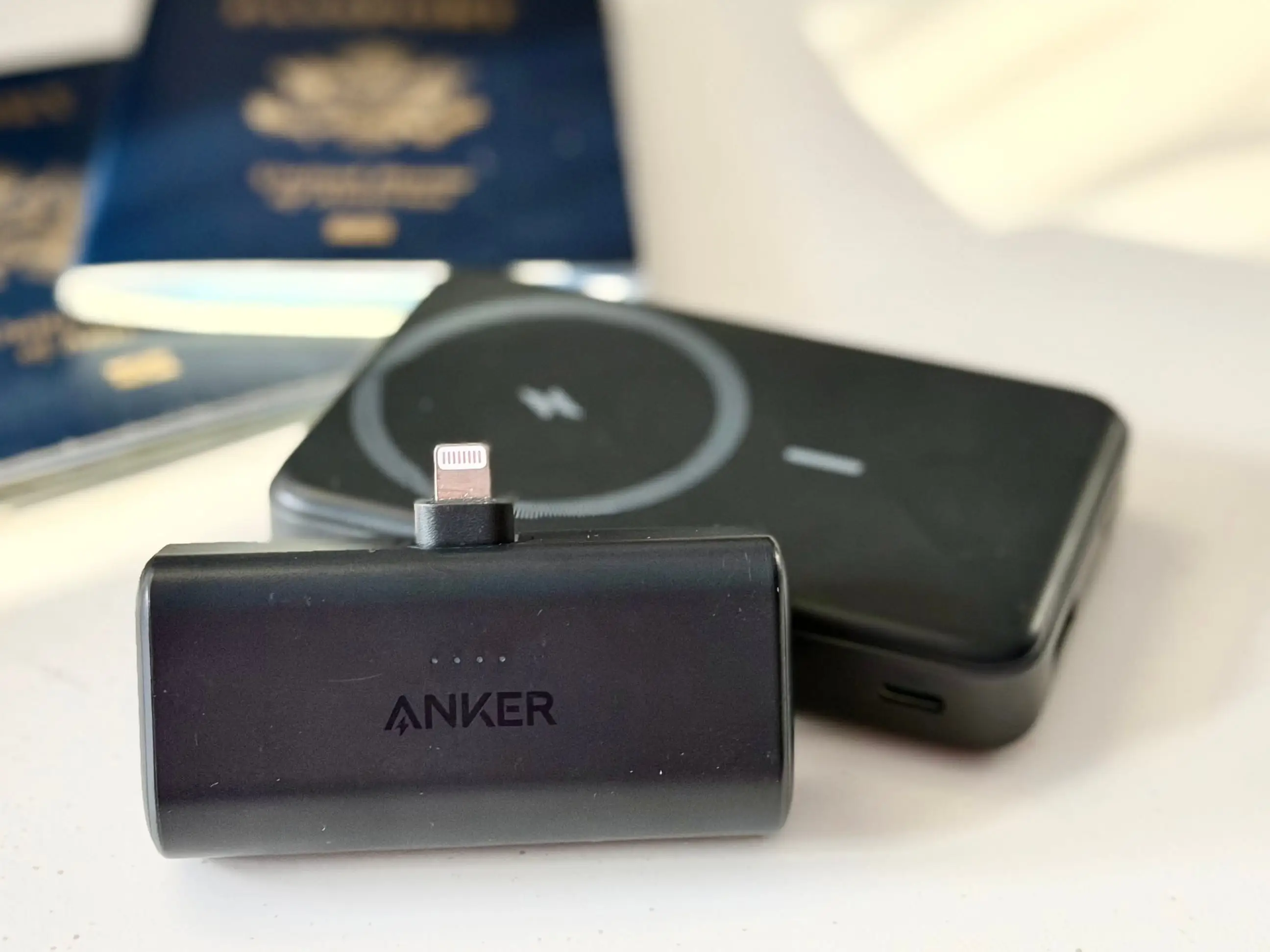 A portable charger.