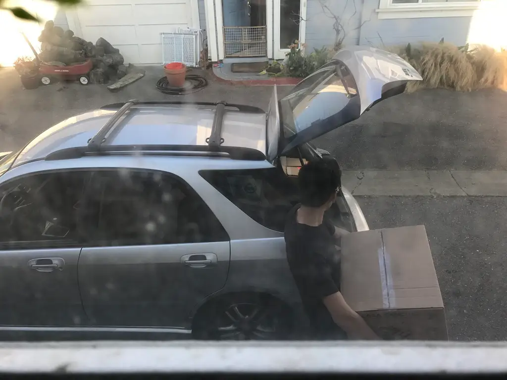 Man packing car