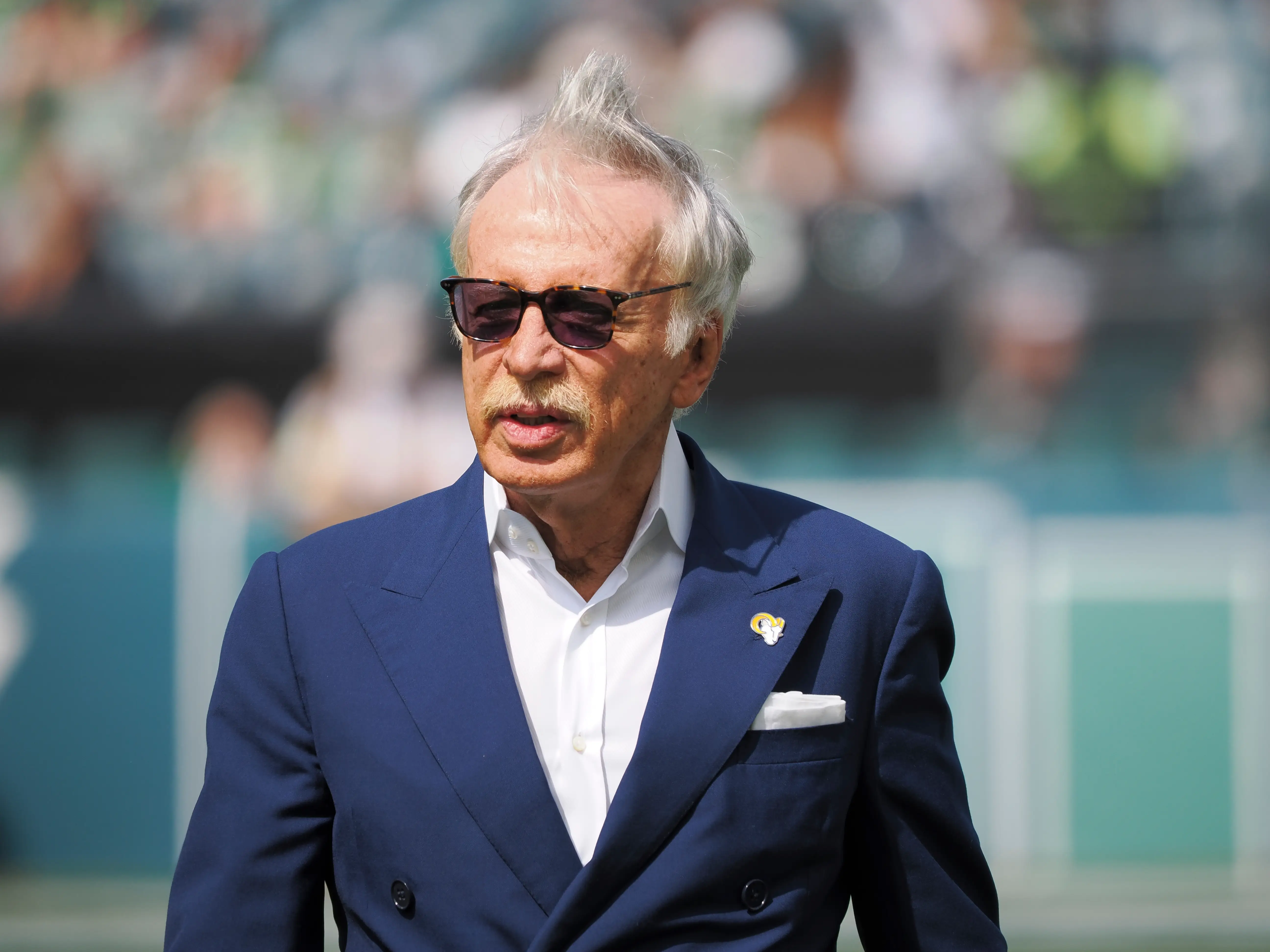 Los Angeles Rams owner E. Stanley Kroenke looks on during the game between the Los Angeles Rams and the Philadelphia Eagles on September 21, 2025 at Lincoln Financial Field in Philadelphia, PA.