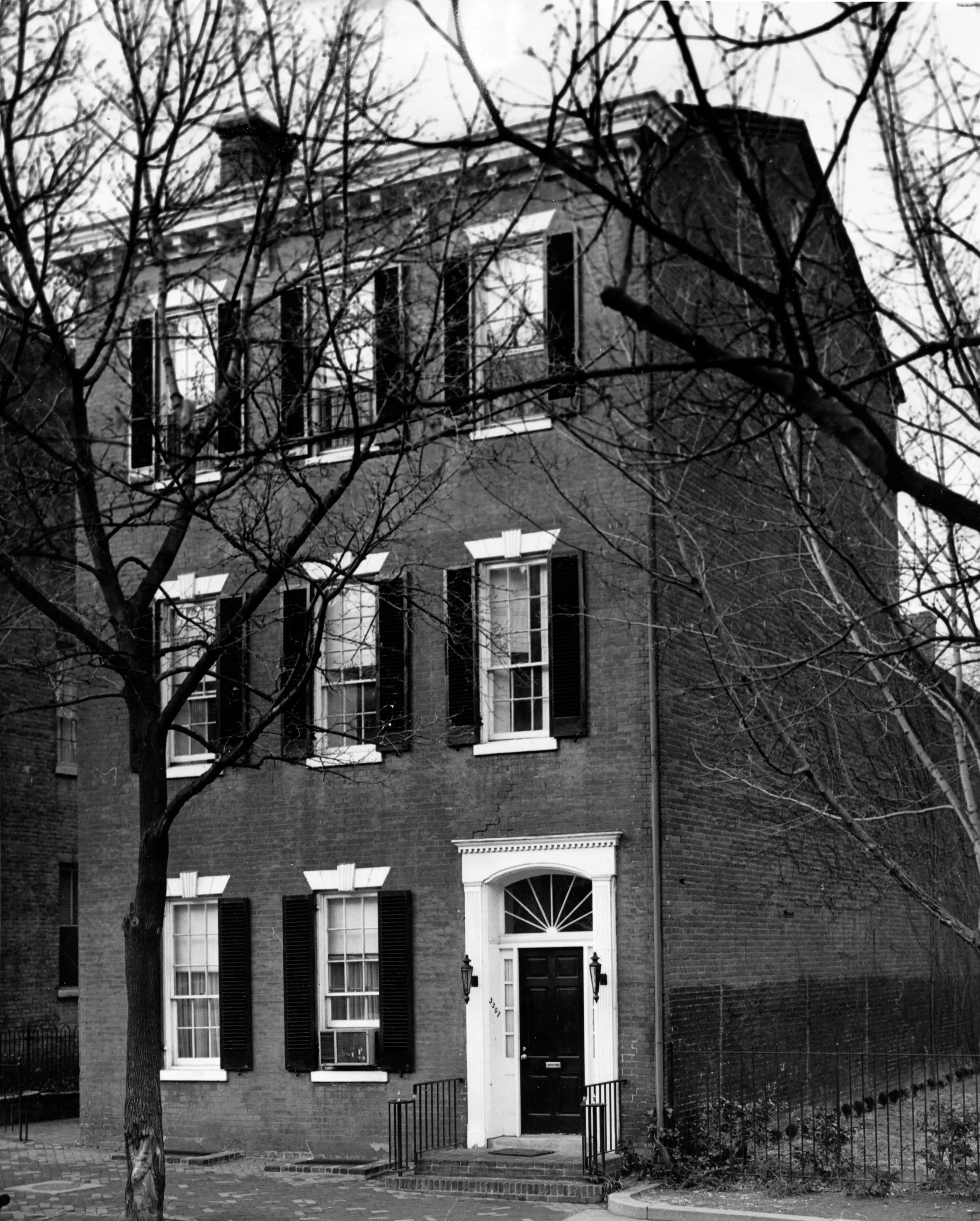 An exterior of the Washington, DC, home John F. Kennedy and Jackie Kennedy lived in before they moved to the White House.