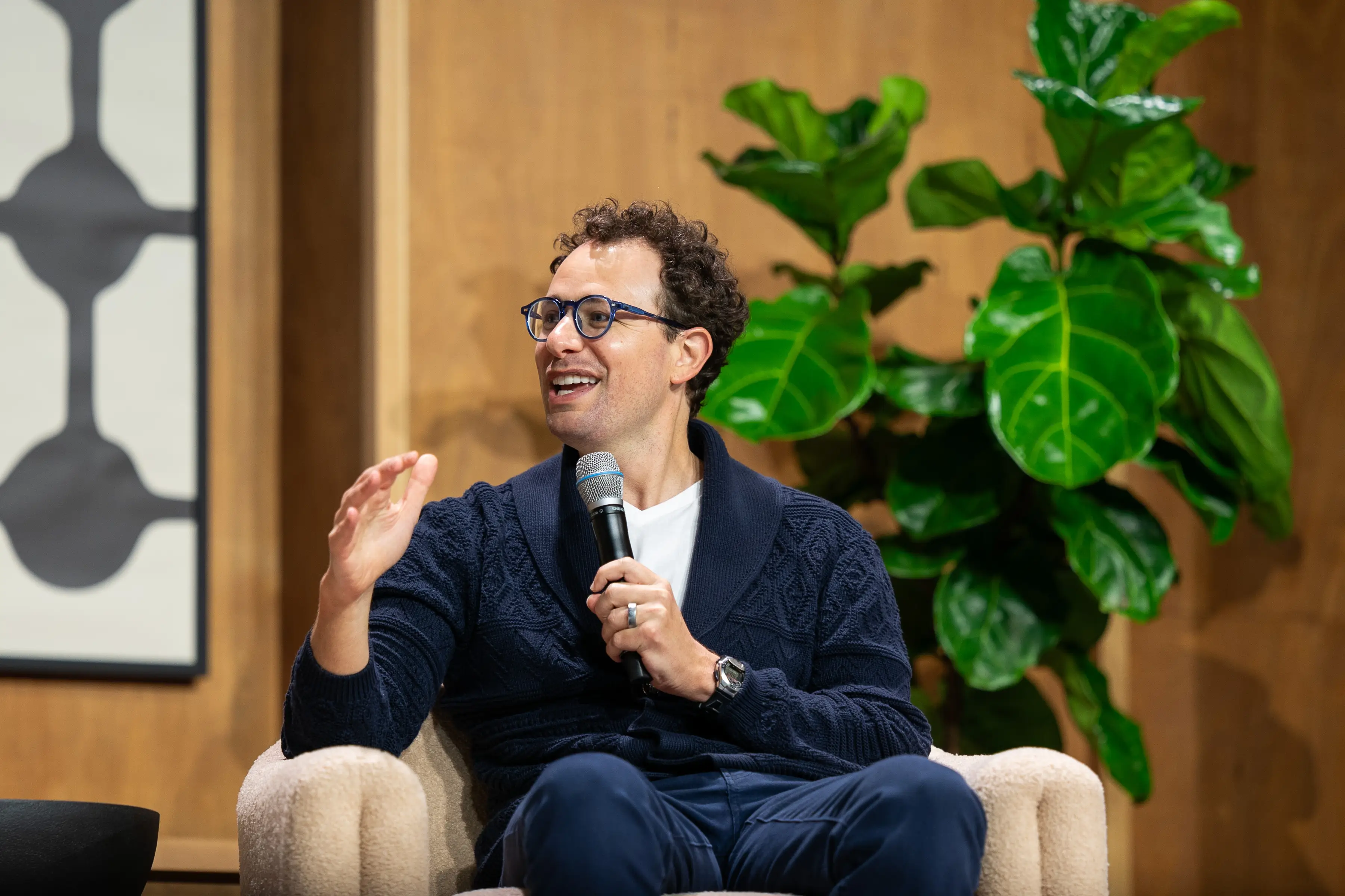 Anthropic's Co-Founder and CEO, Dario Amodei on stage at the Code with Claude developer conference in San Francisco