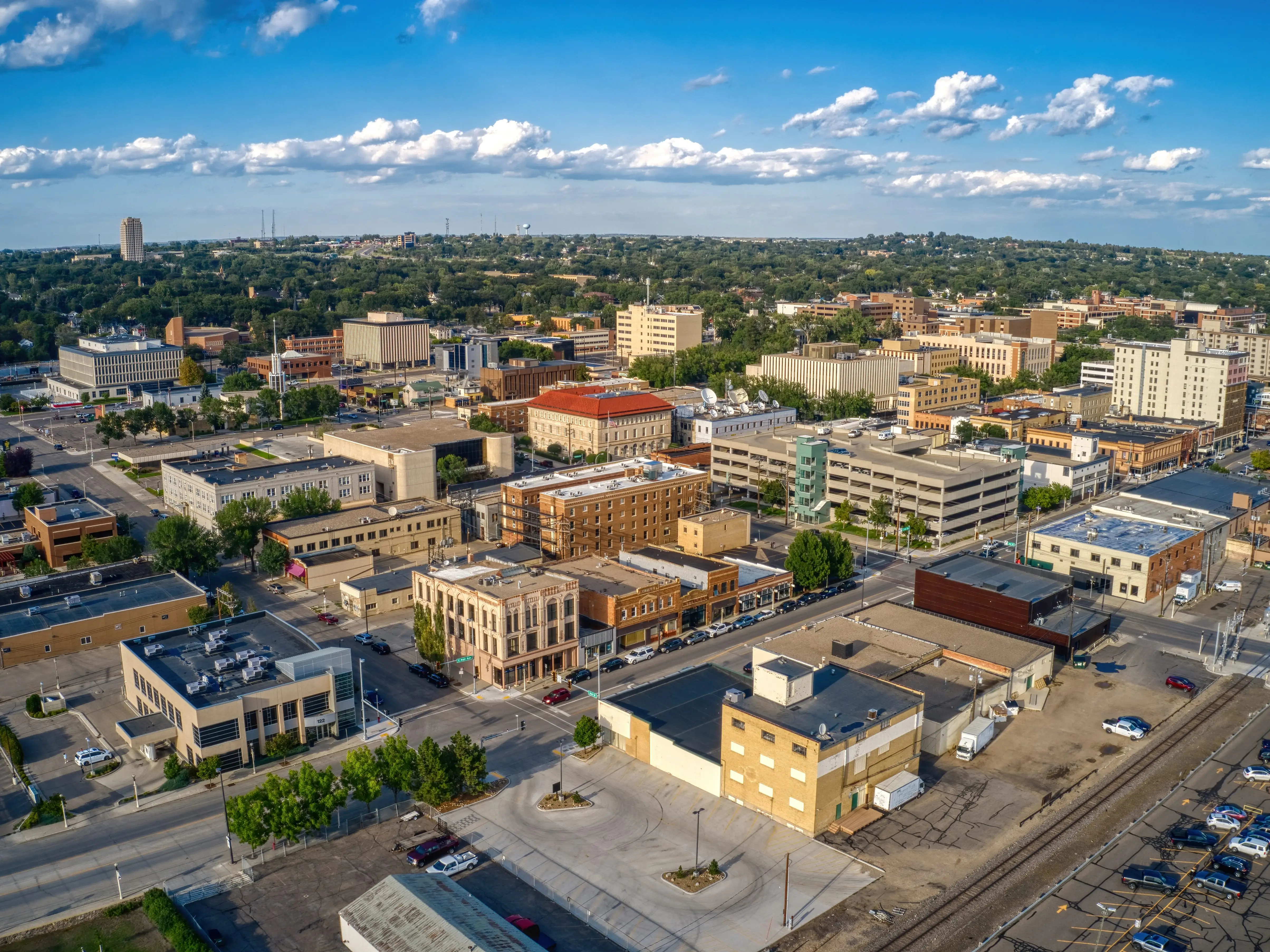 Aerial View of Bismark, North Dakota during Summer