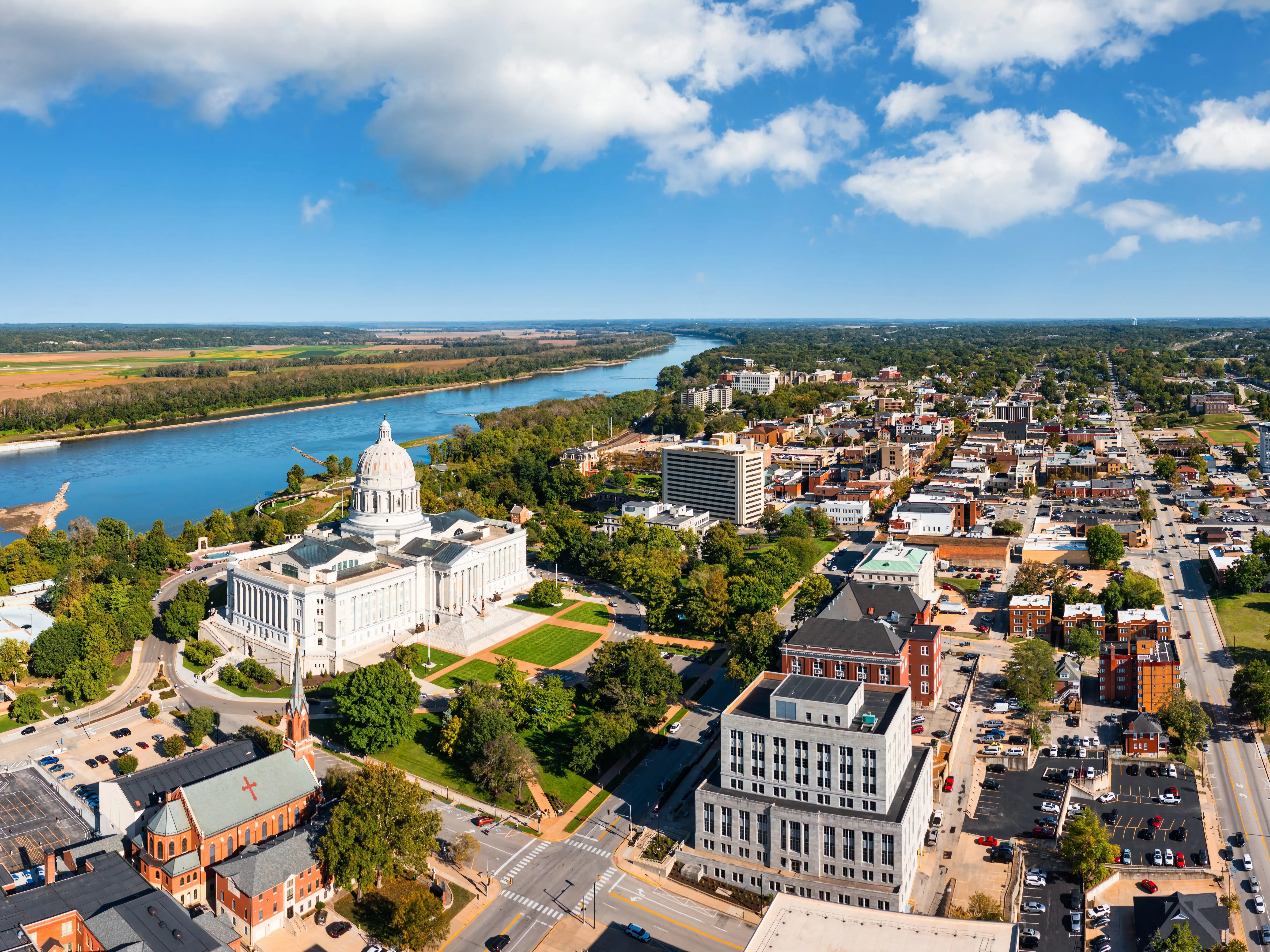 Aerial view of Jefferson City, Missouri. Jefferson City is the capital of the U.S. state of Missouri