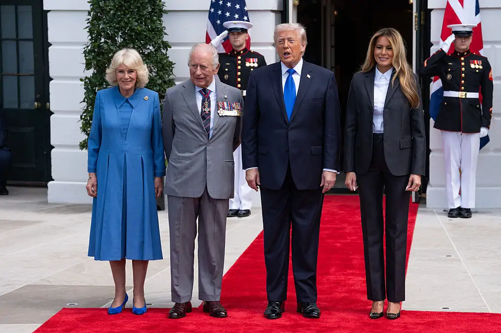 Queen Camilla, King Charles, Donald Trump, and Melania Trump at the White House.