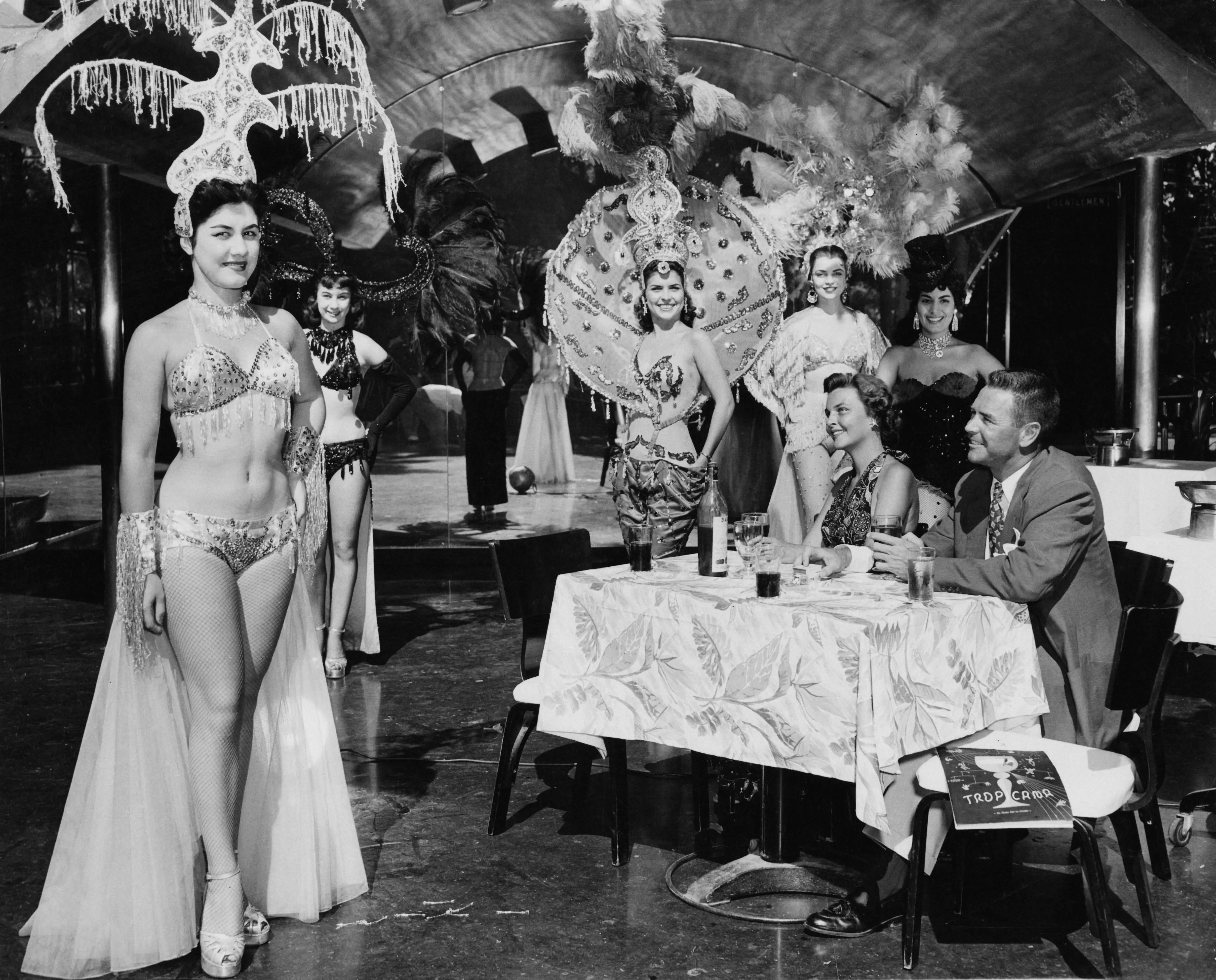 Exotic dancers at the Tropicana nightclub in Havana, Cuba, circa 1955.