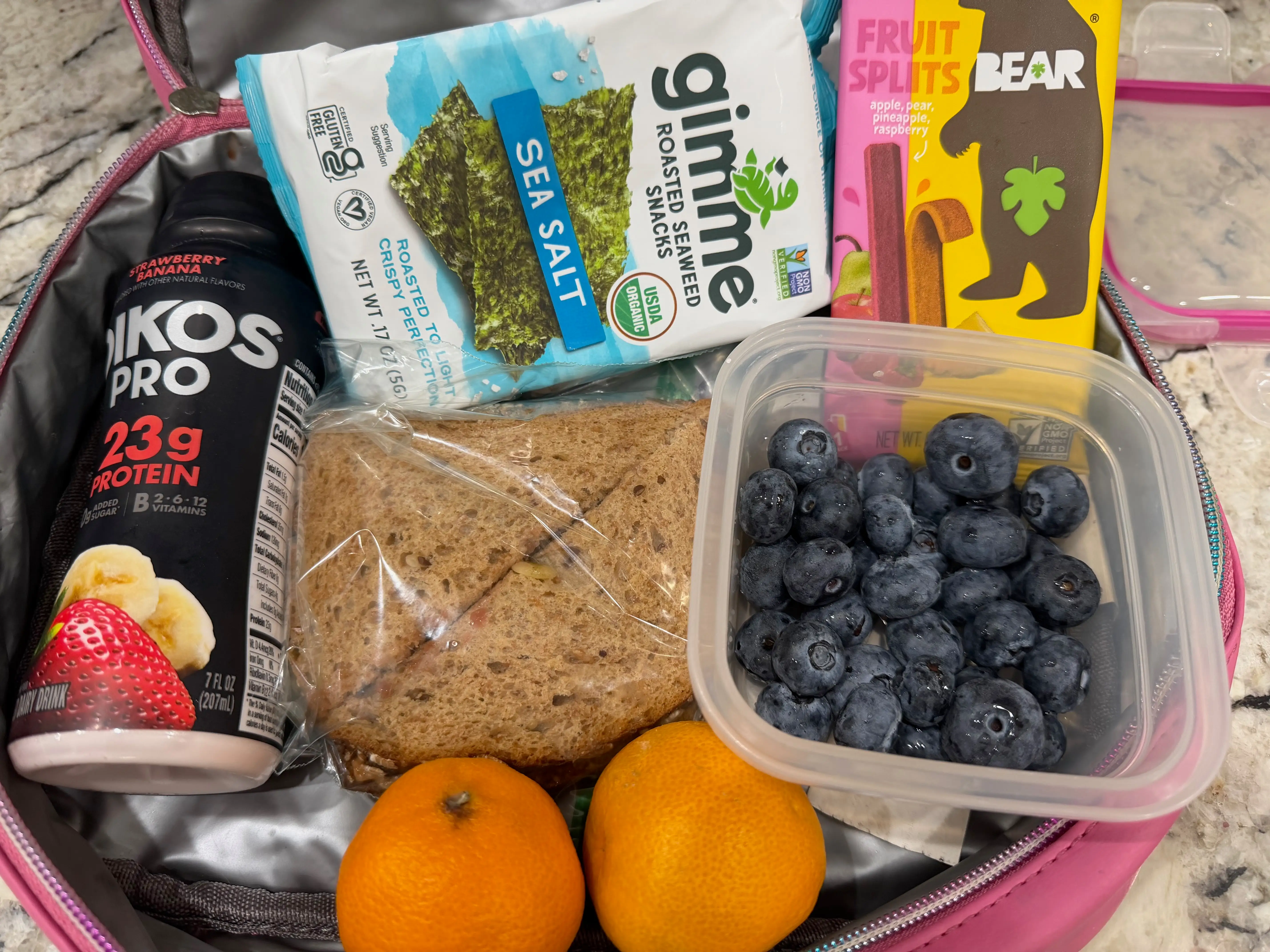 School lunch packed