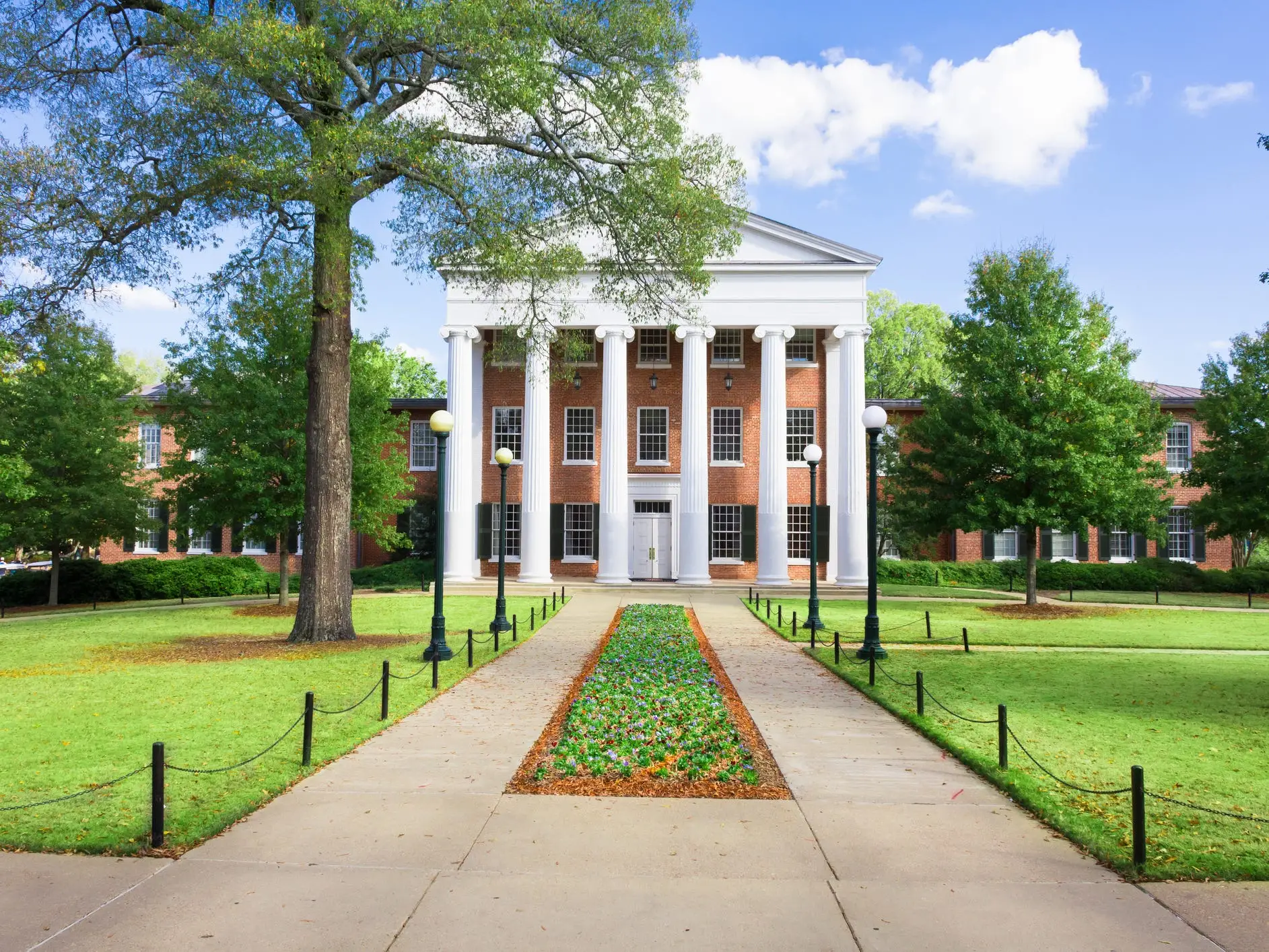 Lyceum Building at Ole Miss, showing pathway and gardens