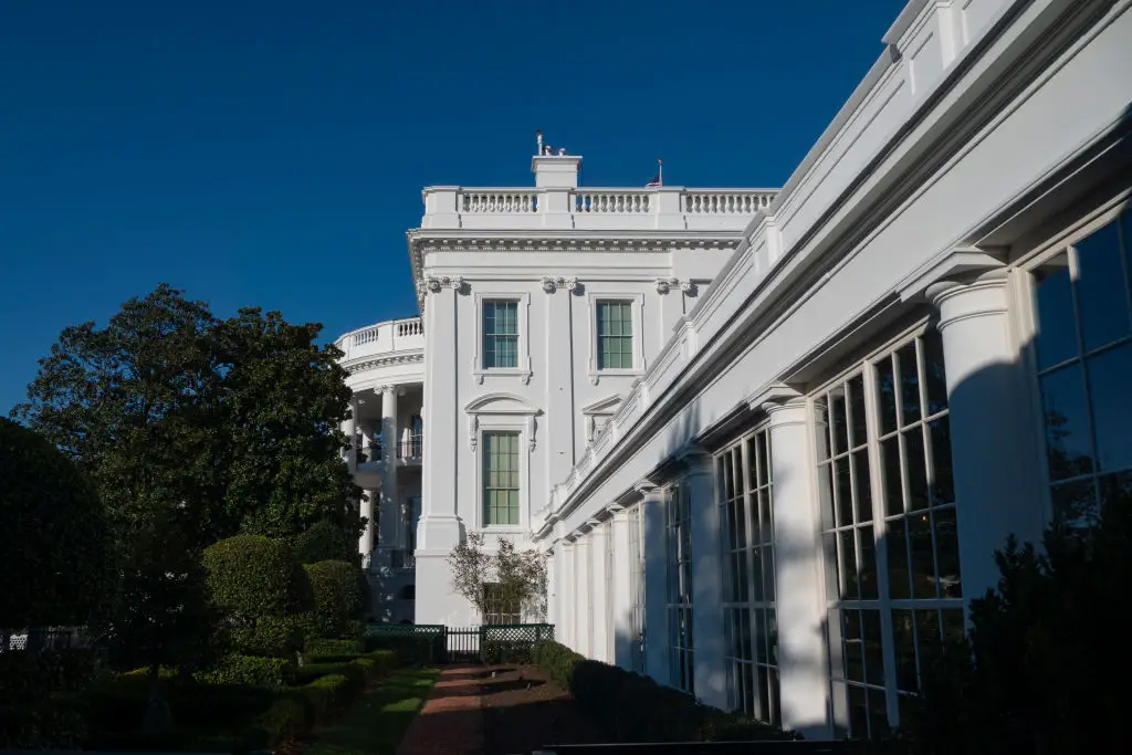 The East Wing of the White House before its demolition.