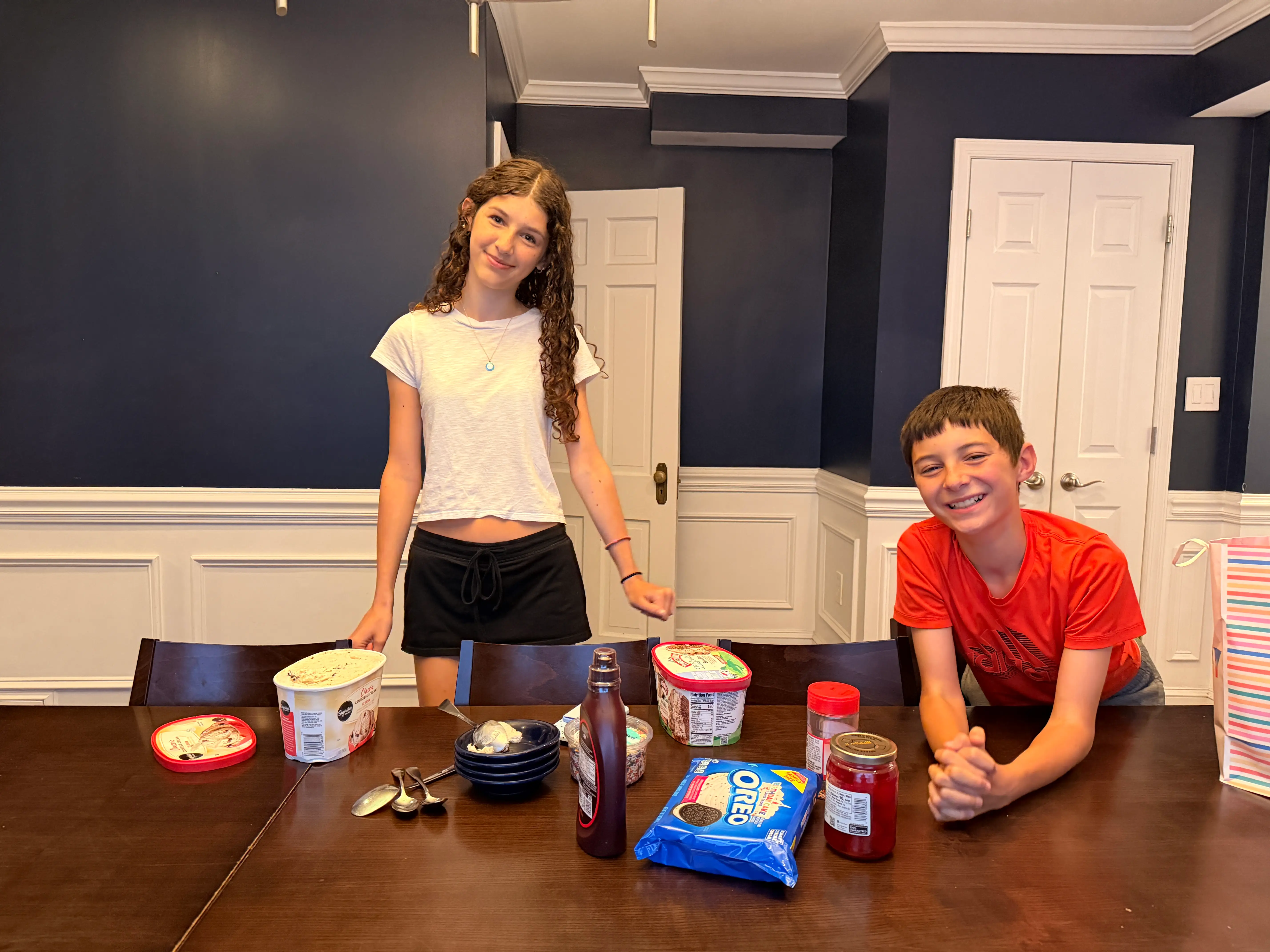 Kids prepping ice cream